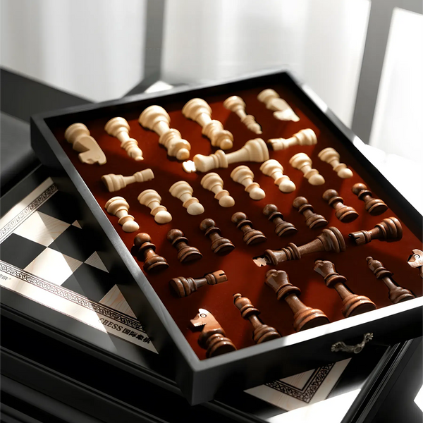 Wooden Chess Set with Drawer